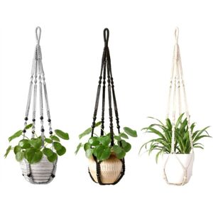 TLILY Handmade Macrame Plant Hanger Indoor Hanging Planter Basket Woven Cotton Rope Flower Pot Crochet Holder Stand