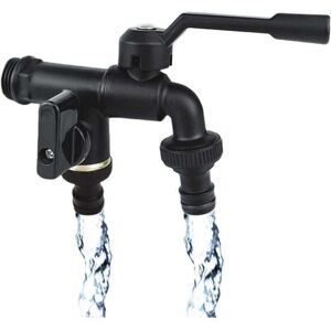 ZVD - Improved double outdoor garden faucet, 1/2 inch and two 3/4 inch hose splitter outlets, rust and frost resistant outdoor faucet splitter for