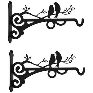 TLILY Metal Hanging Basket Hooks Solid with Screws Outdoor Plant Bracket Wall Mounted Hook Plants Lantern Bird Feeder 2Pcs