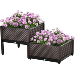 Outsunny 2-Piece Raised Garden Bed Planter Box for Flowers, Vegetables, Herbs