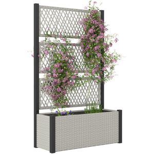 Outsunny - Garden Planter Box with Trellis, Rattan Raised Bed, Mixed-grey