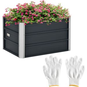 Outsunny - Raised Garden Bed Metal Planter Box for Vegetables Flower Grows, Grey