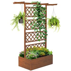 Outsunny - Wooden Trellis Planter, Raised Garden Bed for Climbing Plants Orange