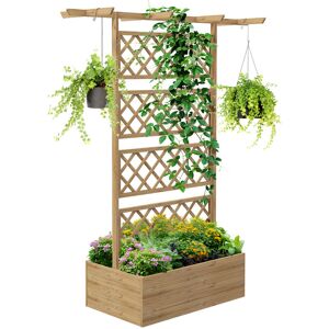 Outsunny - Wooden Trellis Planter, Raised Garden Bed for Climbing Plants Natural
