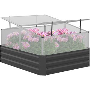 Outsunny - Outsuuny Galvanised Raised Garden Bed with Greenhouse and Cover