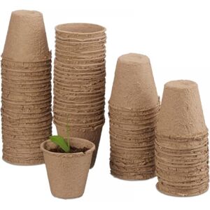 Cyslmuk - Pack of 100 biodegradable flower pots, cellulose, round, 6 cm, beige, 6x6 cm