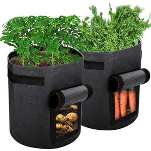 Linghhang - Pack of 2 Potato Planting Bags 7 Gallons Black Non-Woven Vegetable Grow Bags
