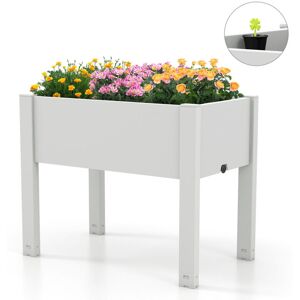 Costway - Raised Bed Grow Box 53L Self-Watering Planter Box Stand-White