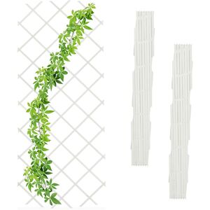 Relaxdays - Extendable Trellis, Set of 3, 180 x 90 cm, Wood, Wall-Mounted, Climbing Support, for Plants & Flowers, White