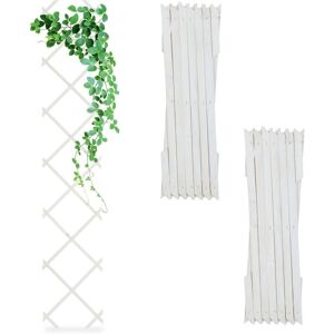 Relaxdays - Extendable Trellis, Set of 3, 180 x 30 cm, Wood, Wall-Mounted, Climbing Support, for Plants & Flowers, White