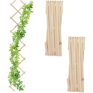 Relaxdays - Extendable Trellis, Set of 3, 180 x 30 cm, Wood, Wall-Mounted, Climbing Support, for Plants & Flowers, Natural