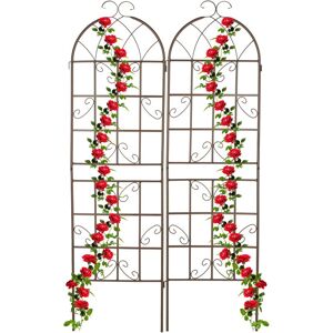 Relaxdays - Garden Trellis, Set of 2, 179 x 52 cm, Metal, Support for Climbing Plants, Free-Standing, Rose Frame, Brown