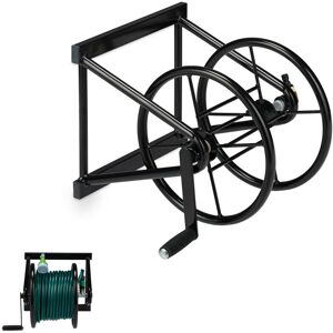 Relaxdays - Hosepipe Reel Wall-mounted, Holder With Hand Crank, For 60 m Hose Pipes, Steel, hwd 36 x 53 x 50 cm, Black