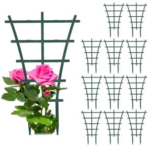 Relaxdays - Set 12x Plant Support, Climbing Aid for Plants & Flowers, Plastic, Trellis, Stakes, hwd: 25 x 15 x 1 cm, Green