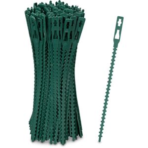 Relaxdays - Plant Ties, Set of 200, 14cm, Adjustable Flower Holders, Reusable, Fixing Flowers, for Gardening & Home, Green