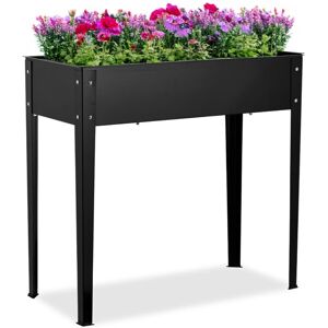 Relaxdays - Raised Planter, Herb & Flower Box, for Garden, Balcony & Patio, Powder-Coated Steel, 80 x 85 x 40 cm, Black