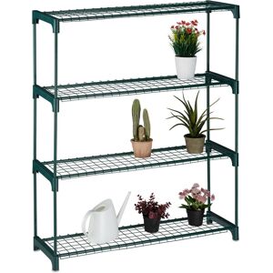 Relaxdays - Plant Stand, 4 Shelves, for Flowers and Decor Display, Indoor, Metal & Plastic, hwd: 109 x 91 x 28.5 cm, Green