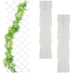 Garden Trellis, Set of 3, Extendable, Support for Climbing Plants, Garden & Balcony, 250 cm, Plastic, White - Relaxdays