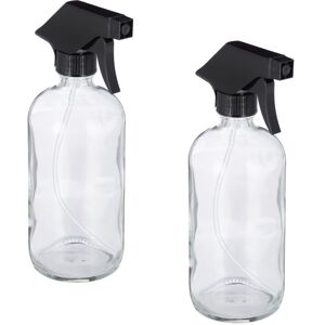 Relaxdays - Set of 8 Glass Spray Bottles, 500 ml, Refillable, Nozzle with Mist & Stream, Hair Care & Cleaning, Transparent