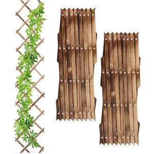 Relaxdays - 3x Garden Trellis, Climbing Plants Support, Balcony & Terrace, Extendable Wooden Wall Frame, 180x30cm, Natural