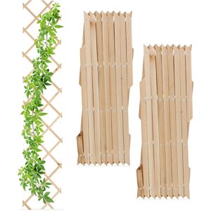 Relaxdays - 3x Garden Trellis, Climbing Plants Support, Balcony & Terrace, Extendable Wooden Wall Frame, 180x30cm, Natural