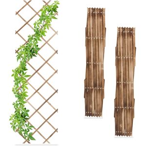 Relaxdays 3x Garden Trellis, Climbing Plants Support, Balcony & Terrace, Extendable Wooden Wall Frame, 180x60cm, Natural