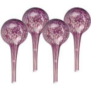 Relaxdays - Watering Globes, Set of 4, Glass, Small, HxD: 15 x 9 cm, Balls for Automatic Irrigation on Holiday, Purple