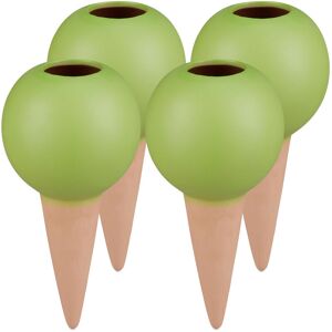 Relaxdays - watering globes, set of 4 plant waterers, use self-watering spikes with 1.5 l bottles, clay, terracotta/green