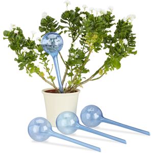 Relaxdays - Set of 24 Watering Globes, Regulated Irrigation, 2 Weeks, Pot Plants, Plastic Sphere, Bulb, Blue