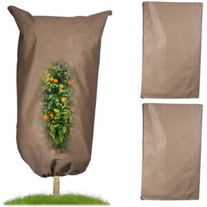 Relaxdays Plant Protection Cover, Set of 3, for Winter, L: 180 x 120 cm, Prevent Frost, Protect Flowerbed, Fleece, Beige