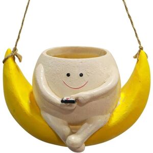 Tlily - Swing Face Planter Pot Hanging Smile Resin Flower for String of Pearl Plant Live Indoor Outdoor Plants