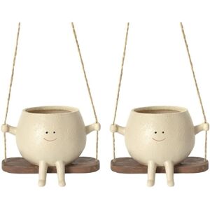 TLILY Swing Face Planter Pots, Cute Wall Hanging Resin Flower Head for Indoor & Outdoor, Succulents/Cactus Basket