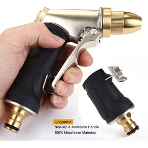 Longziming - Water Gun with Brass Nozzle, Heavy Duty, High Pressure, Adjustable from Stream to Spray, for Washing Car and Pets, Garden/Sidewalk