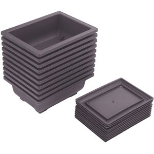 TLILY 10 Packs Bonsai Training Pots with Tray Plastic Plants Growing Pot for Garden Yard Living Room Balcony 16.5X12cm TLILY 10 Packs Bonsai Training Pots with Tray Plastic Plants Growing Pot for Garden Yard Living Room Balcony 16.5X12cm