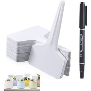 TEHTUY 100 pcs Outdoor Garden Labels, T-Type Plastic Plant Markers, Vegetable Garden Labels with Waterproof Pen, Reusable Labeling and Accessories (White) TEHTUY 100 pcs Outdoor Garden Labels, T-Type Plastic Plant Markers, Vegetable Garden Labels with Waterproof Pen, Reusable Labeling and Accessories (White)