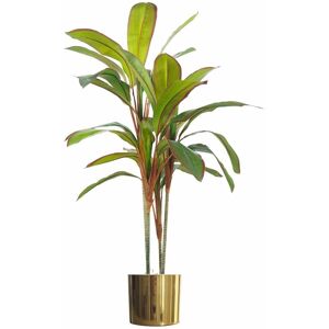 Leaf 100cm Artificial Potted Dracaena Tropical Plant with Gold Metal Planter Leaf 100cm Artificial Potted Dracaena Tropical Plant with Gold Metal Planter