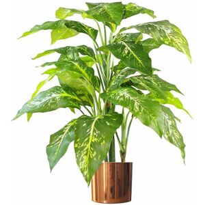 Leaf 100cm Large Fox's Aglaonema Realistic Tree Artificial Plant with Copper Metal Planter Leaf 100cm Large Fox's Aglaonema Realistic Tree Artificial Plant with Copper Metal Planter
