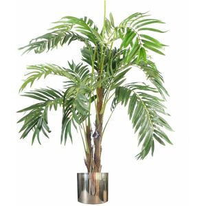 Leaf - 120cm Premium Artificial palm tree with pot with Silver Metal Planter Leaf - 120cm Premium Artificial palm tree with pot with Silver Metal Planter