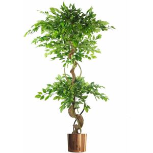 Leaf - 150cm Twisted Trunk Artificial Japanese Fruticosa Ficus Tree Copper Planter Leaf - 150cm Twisted Trunk Artificial Japanese Fruticosa Ficus Tree Copper Planter