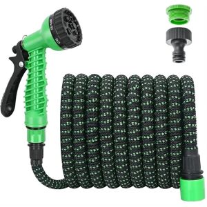 COOCHEER 15m (50ft) expandable anti-twist garden hose with 7 functions, spray gun and universal 1/2" and 3/4" adapter for lawn and car washing. COOCHEER 15m (50ft) expandable anti-twist garden hose with 7 functions, spray gun and universal 1/2" and 3/4" adapter for lawn and car washing.
