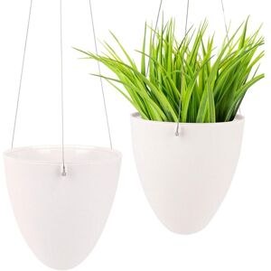 TINOR 2 Pack Plastic Hanging Flower Pots, Hanging Flower Pot Wall Decor for Garden, Indoor, Outdoor, Balcony (2 Pack) TINOR 2 Pack Plastic Hanging Flower Pots, Hanging Flower Pot Wall Decor for Garden, Indoor, Outdoor, Balcony (2 Pack)