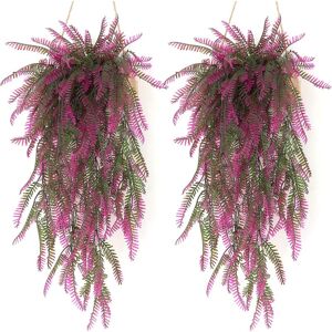 Linghhang - 2 Pieces, Mauve, Artificial Fern Plant Fake Plants Deco Artificial Plant Outdoor for Celebration, Wedding, Kitchen, Garden, Office Linghhang - 2 Pieces, Mauve, Artificial Fern Plant Fake Plants Deco Artificial Plant Outdoor for Celebration, Wedding, Kitchen, Garden, Office