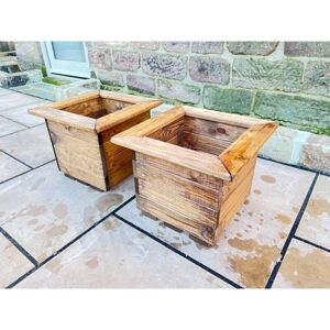 Charles Taylor Trading - 2 x Charles Taylor Wooden Regular Square Trough Planter Flower Shrub Tree Pot Charles Taylor Trading - 2 x Charles Taylor Wooden Regular Square Trough Planter Flower Shrub Tree Pot
