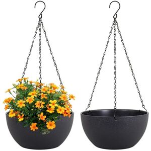 TLILY 2Pcs Large Hanging Planter Plant Pots for Outdoor Indoor Plants with Drainage Holes and Chain, Round Flower TLILY 2Pcs Large Hanging Planter Plant Pots for Outdoor Indoor Plants with Drainage Holes and Chain, Round Flower