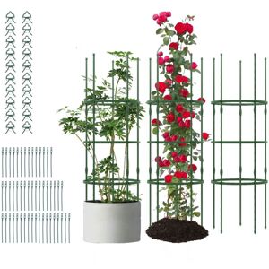 Costway - 3 Pack Tomato Cage 153 cm Adjustable Tall Plant Support Trellis-Green Costway - 3 Pack Tomato Cage 153 cm Adjustable Tall Plant Support Trellis-Green