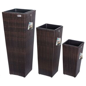 Deuba CASARIA® 3x Rattan Plant Pots Flower Box Set Water Drainage with Lock Wicker Look Indoor Outdoor Flower Boxes Entrance Decoration Black, Brown, Cream Deuba CASARIA® 3x Rattan Plant Pots Flower Box Set Water Drainage with Lock Wicker Look Indoor Outdoor Flower Boxes Entrance Decoration Black, Brown, Cream