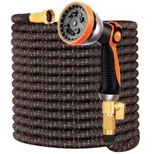 WAY - 30m/100ft expandable garden hose with 10 spray patterns, fits 1/2' and 3/4' taps, solid brass fittings WAY - 30m/100ft expandable garden hose with 10 spray patterns, fits 1/2' and 3/4' taps, solid brass fittings