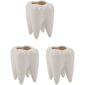 TLILY 3X Tooth Shape White Ceramic Flower Pot Modern Design Planter Teeth Model Mini Desktop Pot Creative Gift(Without Plants) TLILY 3X Tooth Shape White Ceramic Flower Pot Modern Design Planter Teeth Model Mini Desktop Pot Creative Gift(Without Plants)