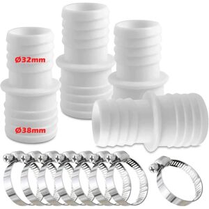 COOCHEER Set of 4 swimming pool hose connectors, hose connectors with hose clamps, Ø 32 mm to 38 mm diameter with 8 hose clamps, swimming pool hose adapter, COOCHEER Set of 4 swimming pool hose connectors, hose connectors with hose clamps, Ø 32 mm to 38 mm diameter with 8 hose clamps, swimming pool hose adapter,
