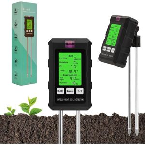 TEHTUY 6-in-1 Soil Tester, Multifunctional Soil Fertility/Moisture/pH/Temperature/Ambient Light/Humidity Tester with Illuminated HD Screen for Plants and TEHTUY 6-in-1 Soil Tester, Multifunctional Soil Fertility/Moisture/pH/Temperature/Ambient Light/Humidity Tester with Illuminated HD Screen for Plants and